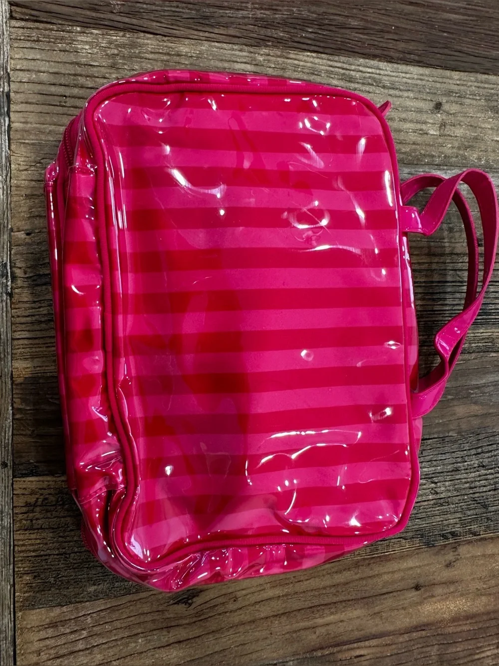 Victoria's Secret Hot Pink Clear Panel Travel Cosmetic Pouch